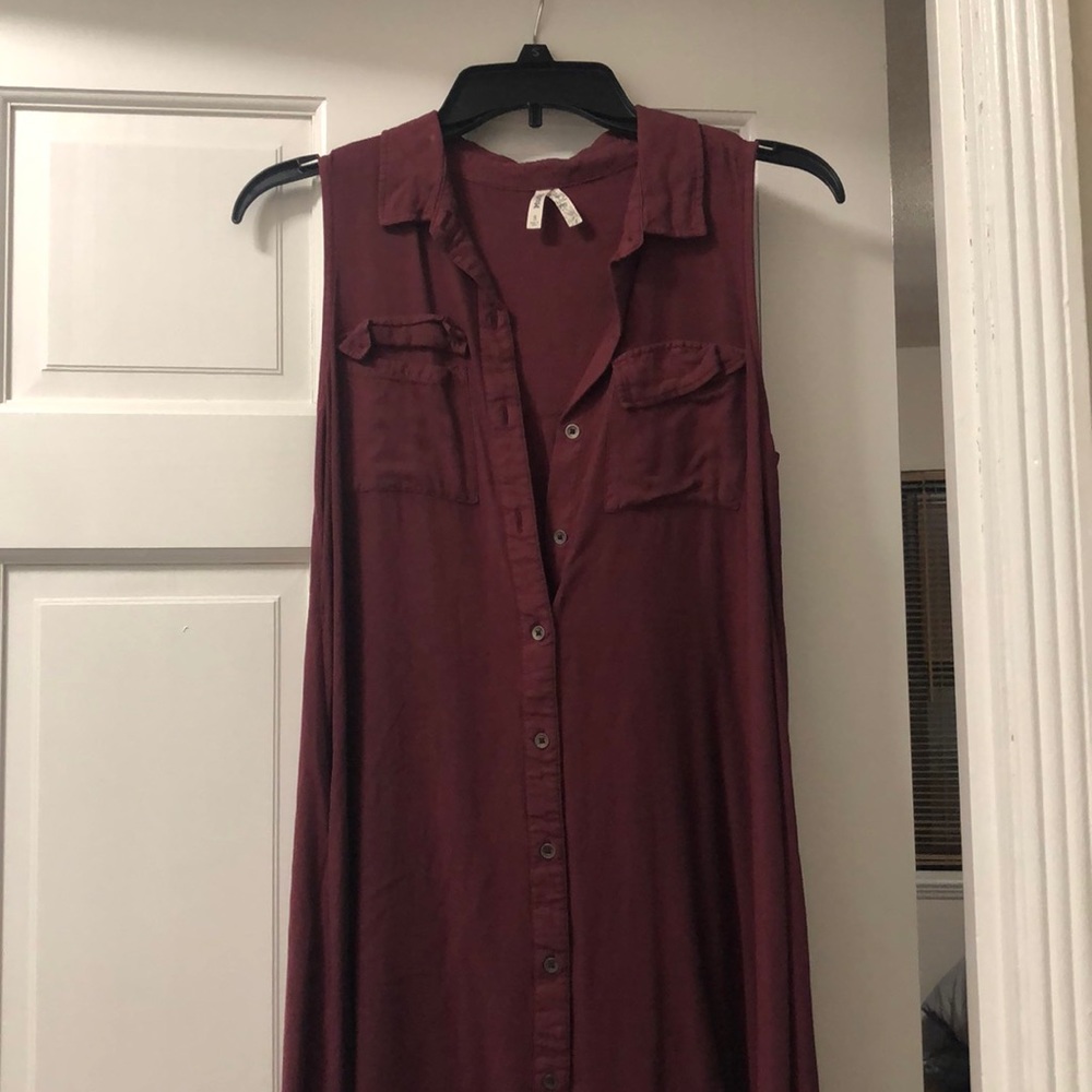 Maroon button down dress